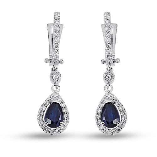 1.36 Karat Safir Taşlı Pırlanta Küpe
