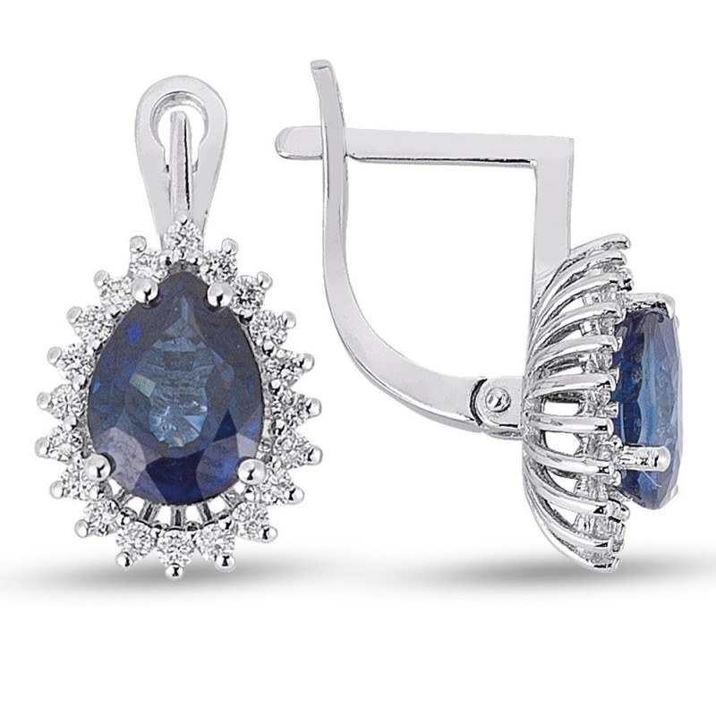 3.58 Karat Safir Taşlı Pırlanta Küpe
