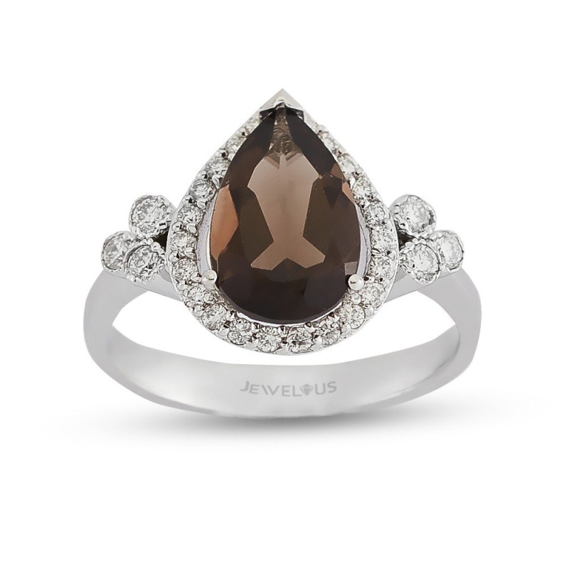 2.47 Karat Smoky Topaz Taşlı Pırlanta Yüzük