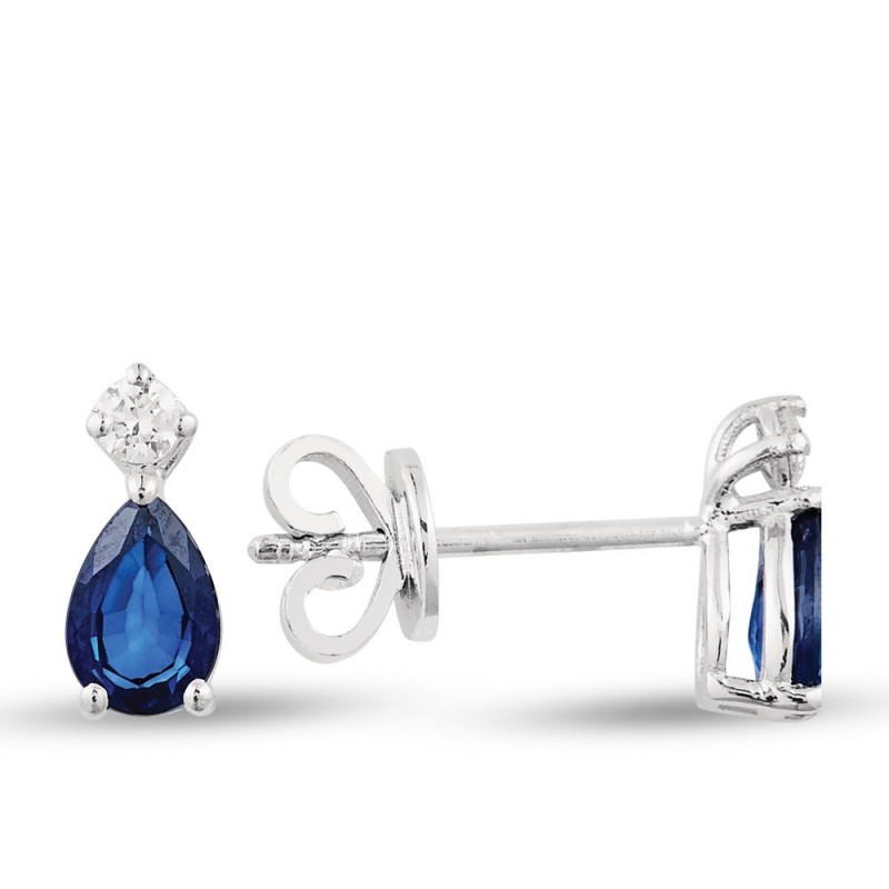 1.19 Karat Damla Safir Taşlı Pırlanta Küpe