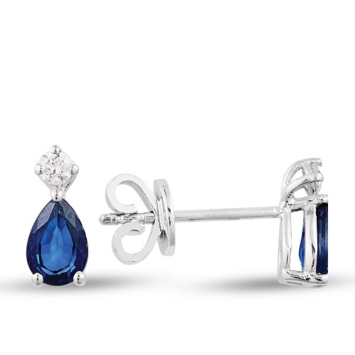1.19 Karat Damla Safir Taşlı Pırlanta Küpe
