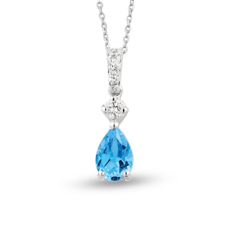 0.56 Karat Damla Blue Topaz Taşlı Pırlanta Kolye