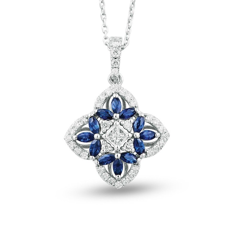 1.01 Karat Safir Taşlı Prenses Kesim Pırlanta Kolye