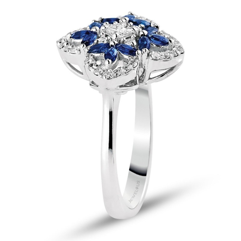 0.81 Karat Safir Taşlı Prenses Kesim Pırlanta Yüzük
