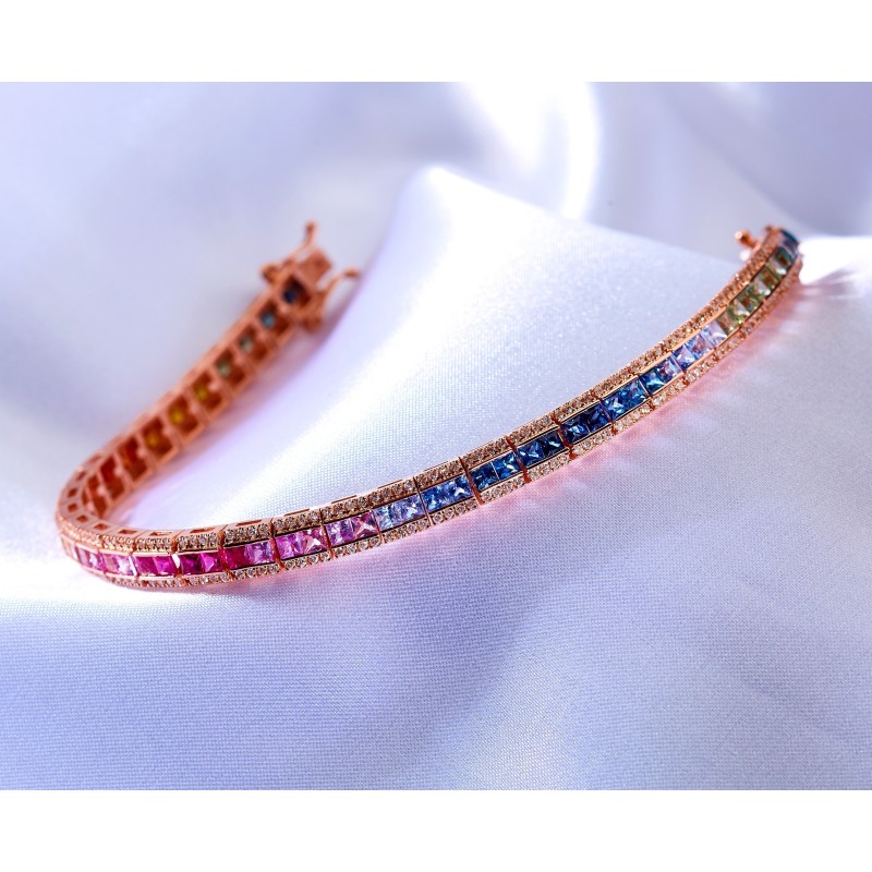 9.94 Karat Rainbow Safir Pırlanta Bileklik