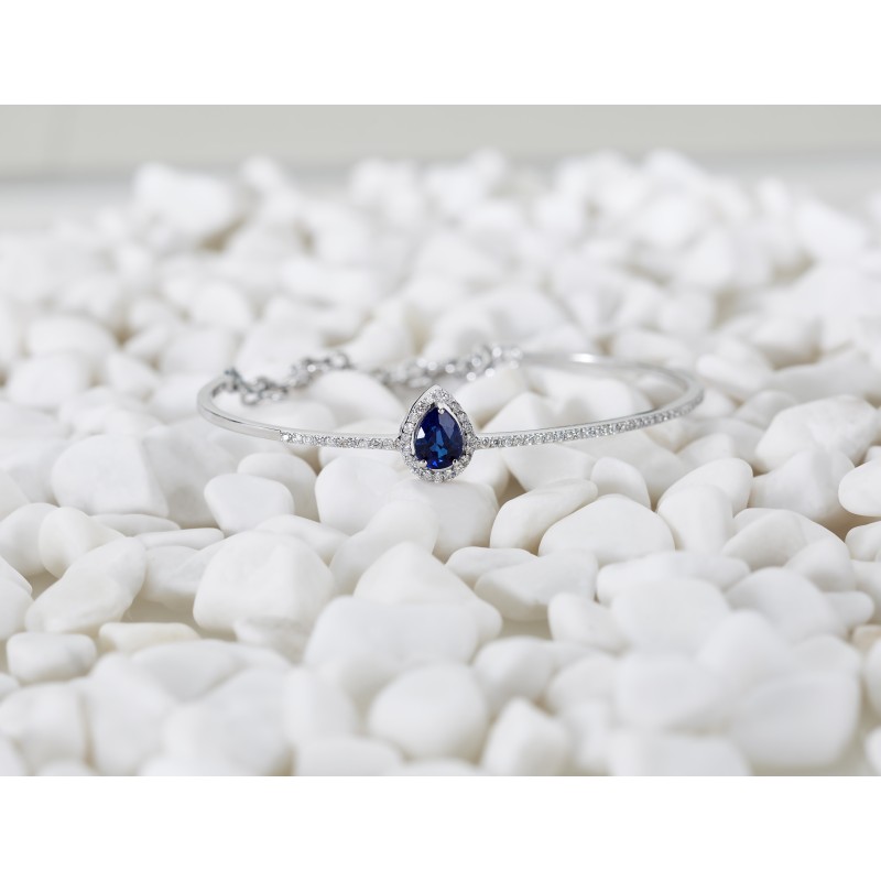 1.59 Karat Safir Taşlı Pırlanta Kelepçe Bileklik