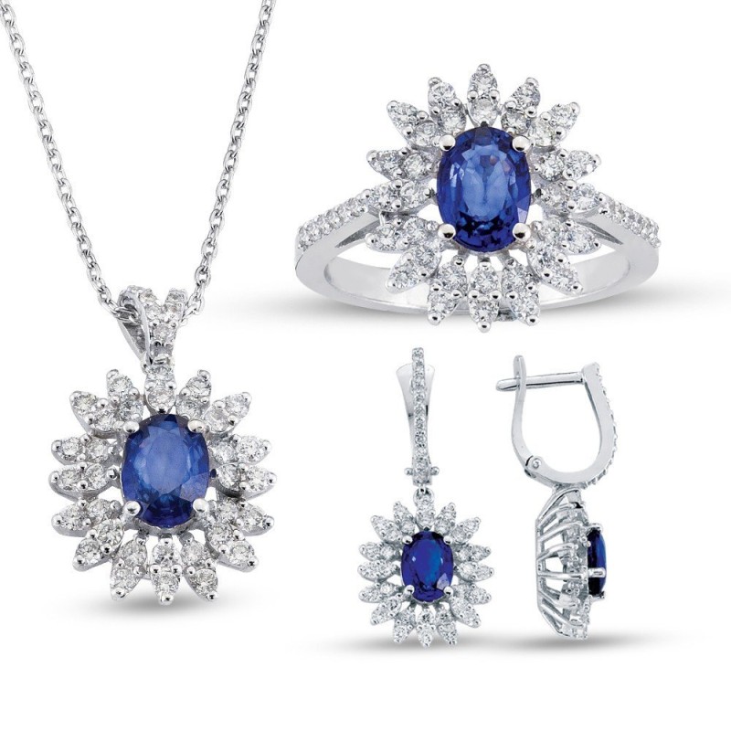 6.17 Karat Safir Taşlı Pırlanta Set
