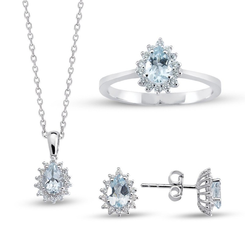 1.88 Karat Aquamarin Taşlı Pırlanta Set