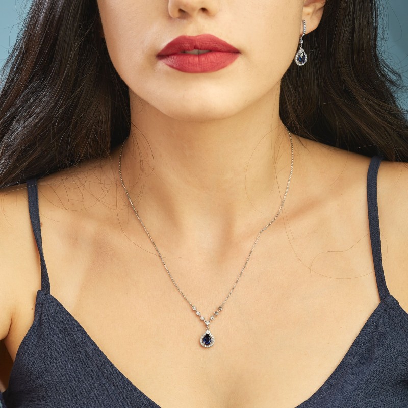 5.66 Karat Safir Taşlı Pırlanta Set