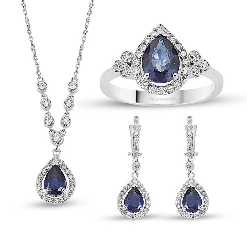 5.66 Karat Safir Taşlı Pırlanta Set